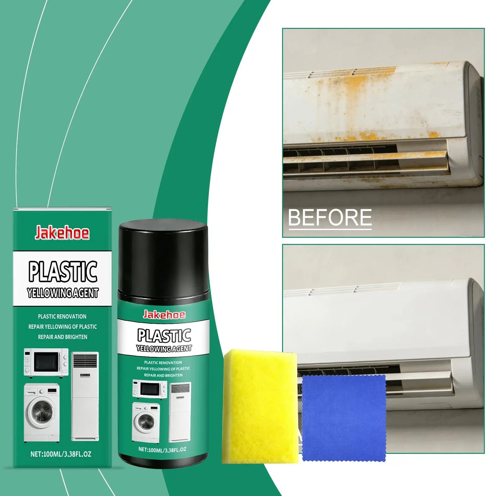 Plastic Yellowing Remover Scratch Repair - Appliances AC Units Fridge Toilet Back To White Gloss Long-Lasting Polish Clean Care* mabkharahaill
